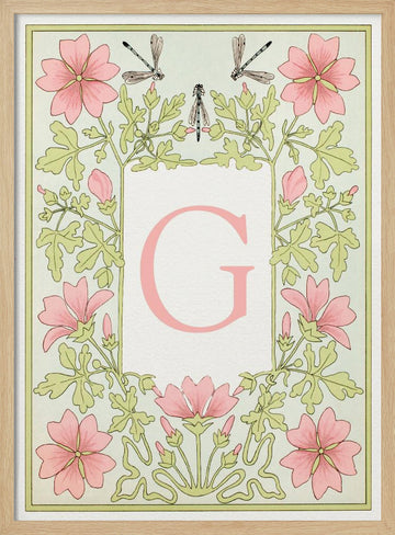 Elegant Pink Floral G | Poster - Wood Frame Interior