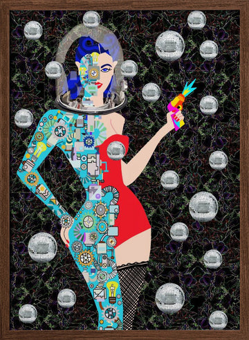 Retro Future Woman | Poster - Walnut Frame Interior