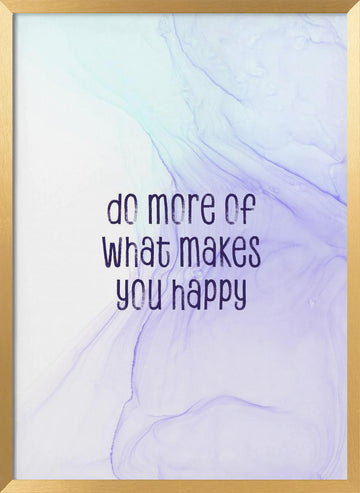 Happy Inspirational Quote | Poster - Gold Frame Interior