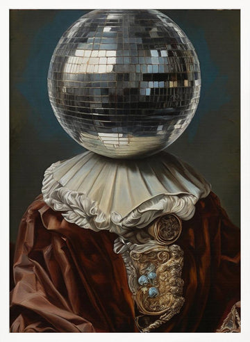 Surreal Disco Ball Portrait | Poster - White Frame Interior