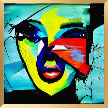 Vibrant Abstract Face | Poster - Gold Frame Interior