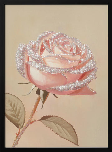 Dreamy Glitter Rose | Poster - Black Metal Frame Interior