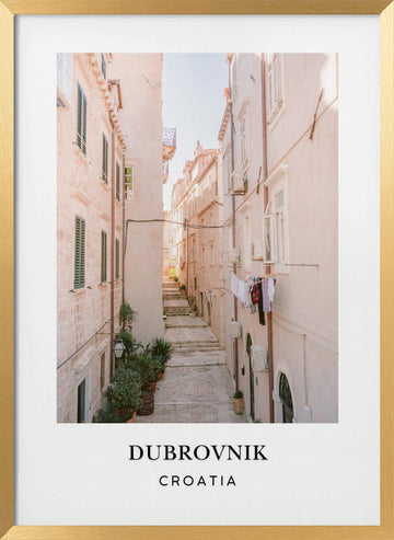 Streets of Dubrovnik Croatia Travel poster | Poster - Gold Frame Interior