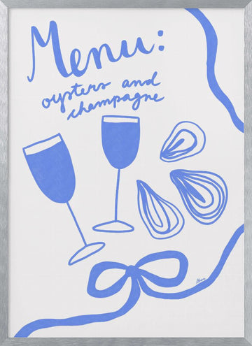 Oysters and Champagne | Poster - Silver Frame Interior
