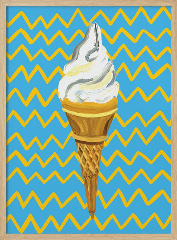 Vibrant Ice Cream Cone | Poster - Wood Frame Interior