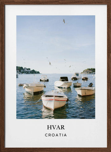 Hvar Croatia Travel poster | Poster - Walnut Frame Interior