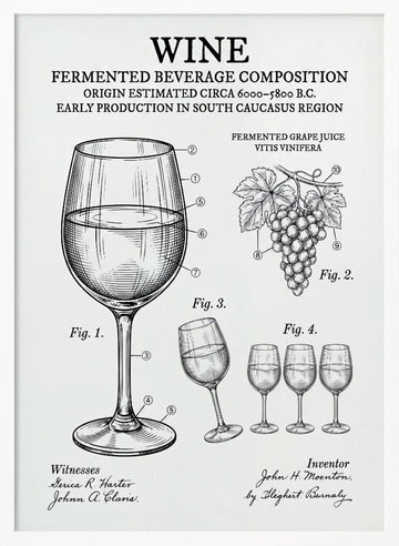 Wine Patent Diagram | Poster - White Frame Interior