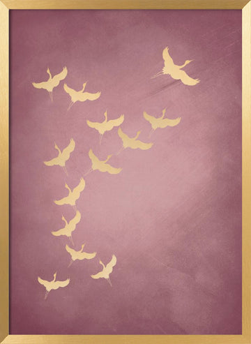 Graceful Golden Flight | Poster - Gold Frame Interior