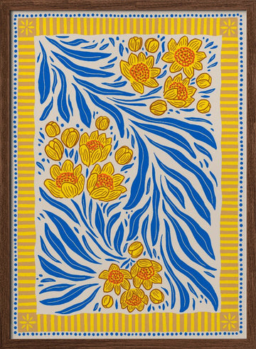 Vibrant Floral Pattern | Poster - Walnut Frame Interior