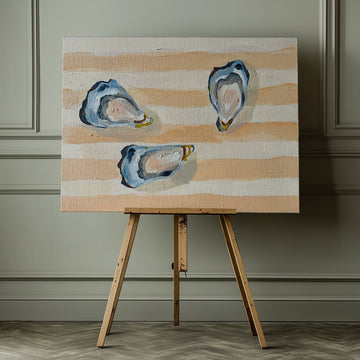Coastal Oysters on Stripes | Canvas - Room Interior 1