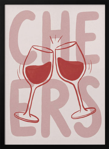 Cheers Wine Toast | Poster - Black Metal Frame Interior