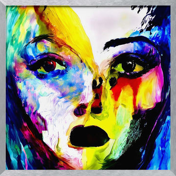Vibrant Abstract Portrait | Poster - Silver Frame Interior