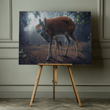 Mother Deer and Fawn | Canvas - Room Interior 1