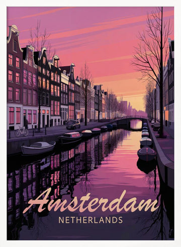 Amsterdam Sunset Canal | Poster - White Frame Interior