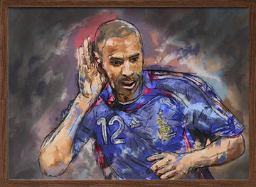 Dynamic Soccer Celebration | Poster - Walnut Frame Interior