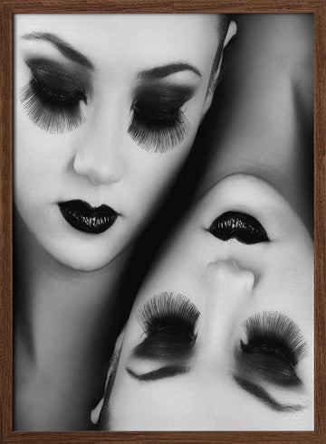 Dark Glamour Faces | Poster - Walnut Frame Interior