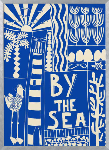 By The Sea Coastal Scene | Poster - Silver Frame Interior