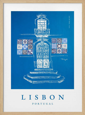 Lisbon Azulejo Facade | Poster - Wood Frame Interior