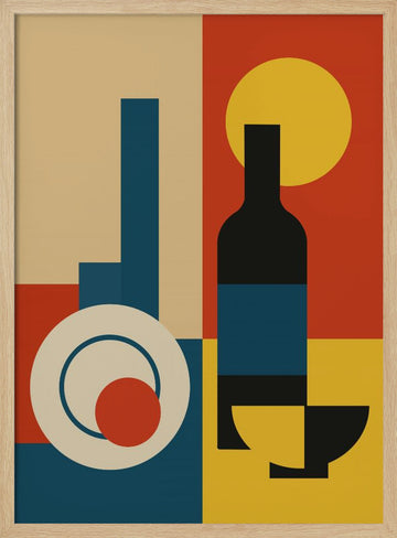 Bold Geometric Dining | Poster - Wood Frame Interior