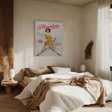 Ice Cold Beer Vintage Pinup Ski Art | Canvas - Room Interior 2