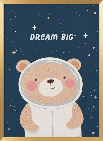 Space Explorer Bear | Poster - Gold Frame Interior