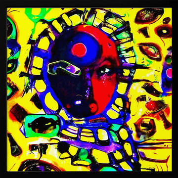 Vibrant Abstract Face | Poster - Black Metal Frame Interior