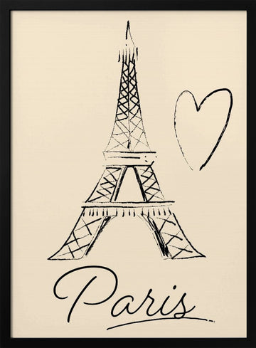 Eiffel Tower Paris Love | Poster - Black Metal Frame Interior