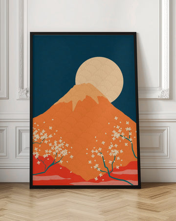 Mount Fuji Cherry Moon | Poster - Room Interior 1