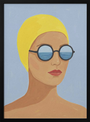 Ocean Gaze Swimmer | Poster - Black Metal Frame Interior