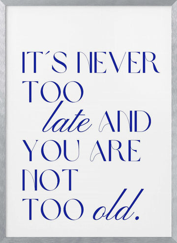 It's Never Too Late | Poster - Silver Frame Interior