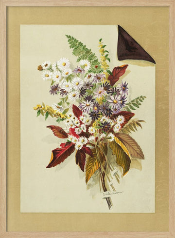 Daisies and Autumn Leaves & Ferns | Poster - Wood Frame Interior