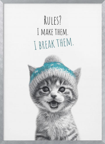 Happy Kitten Rules | Poster - Silver Frame Interior