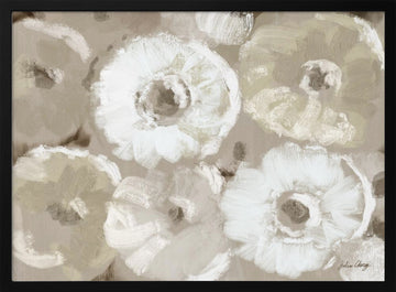 All Over White Flowers | Poster - Black Frame Interior