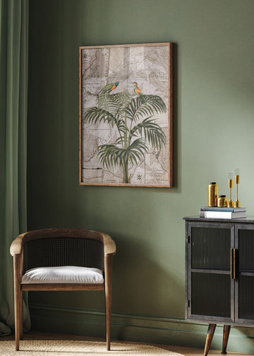 Tropical Birds Vintage Map | Poster - Room Interior 2