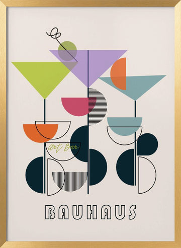 Bauhaus Cocktail Art | Poster - Gold Frame Interior