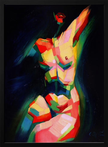 Dynamic Colorful Nude | Poster - Black Metal Frame Interior