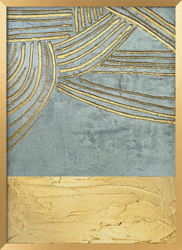 Textured Gold Waves | Poster - Gold Frame Interior