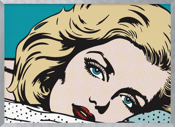 Pensive Pop Art Woman | Poster - Silver Frame Interior