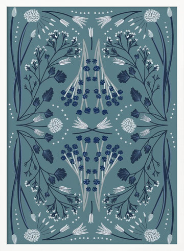 Folk Mirrored - Blue and Green | Poster - White Frame Interior