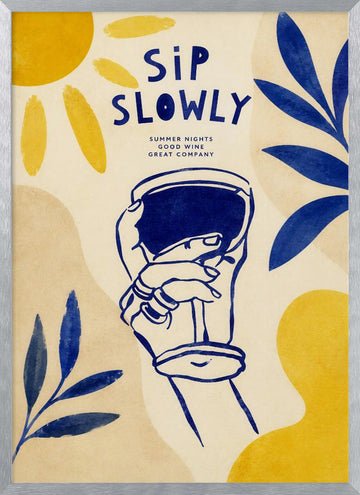 Sip Slowly Summer | Poster - Silver Frame Interior
