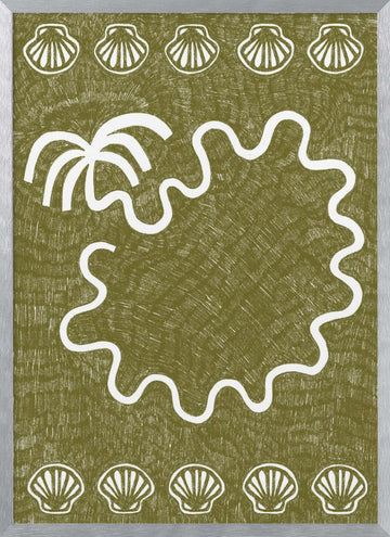Palm Island Seashells | Poster - Silver Frame Interior