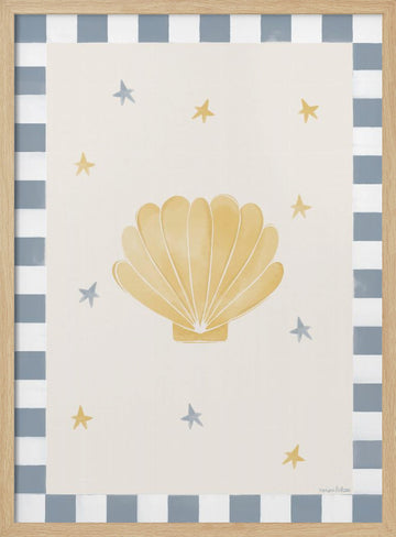 Whimsical Scallop and Stars | Poster - Wood Frame Interior