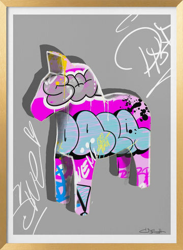 Graffiti Dala Horse | Poster - Gold Frame Interior
