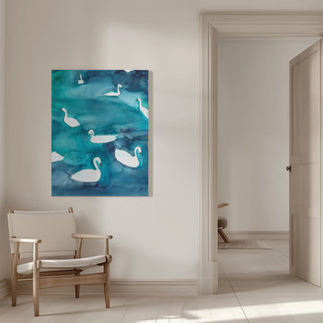 Graceful Swans on Water | Canvas - Room Interior 1