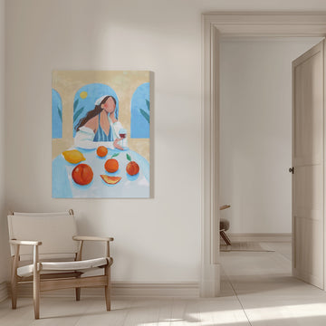 Girl with Peaches | Canvas - Room Interior 1