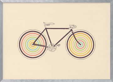 Colorful Retro Bike | Poster - Silver Frame Interior