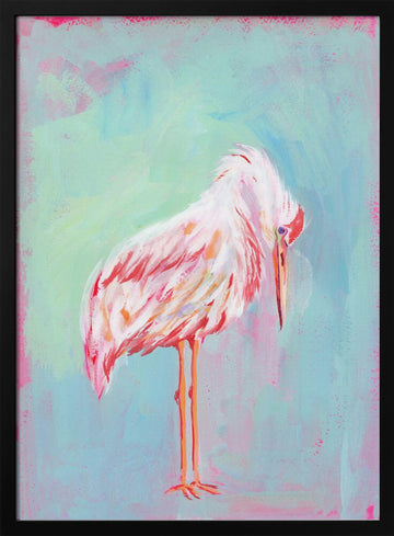 Gentle Pink Ibis | Poster - Black Metal Frame Interior