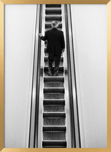 Solitary Escalator Climb | Poster - Gold Frame Interior