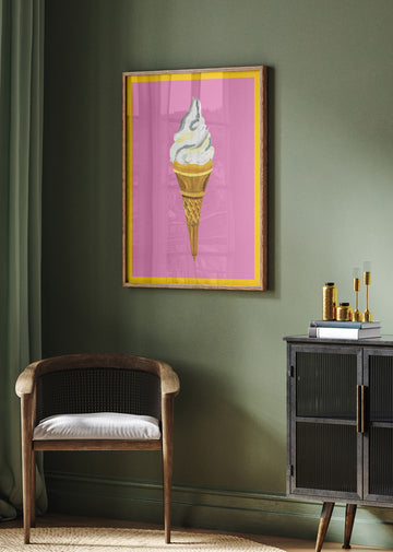 Pink Ice Cream Cone | Poster - Room Interior 2