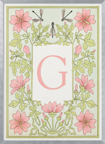 Elegant Pink Floral G | Poster - Silver Frame Interior